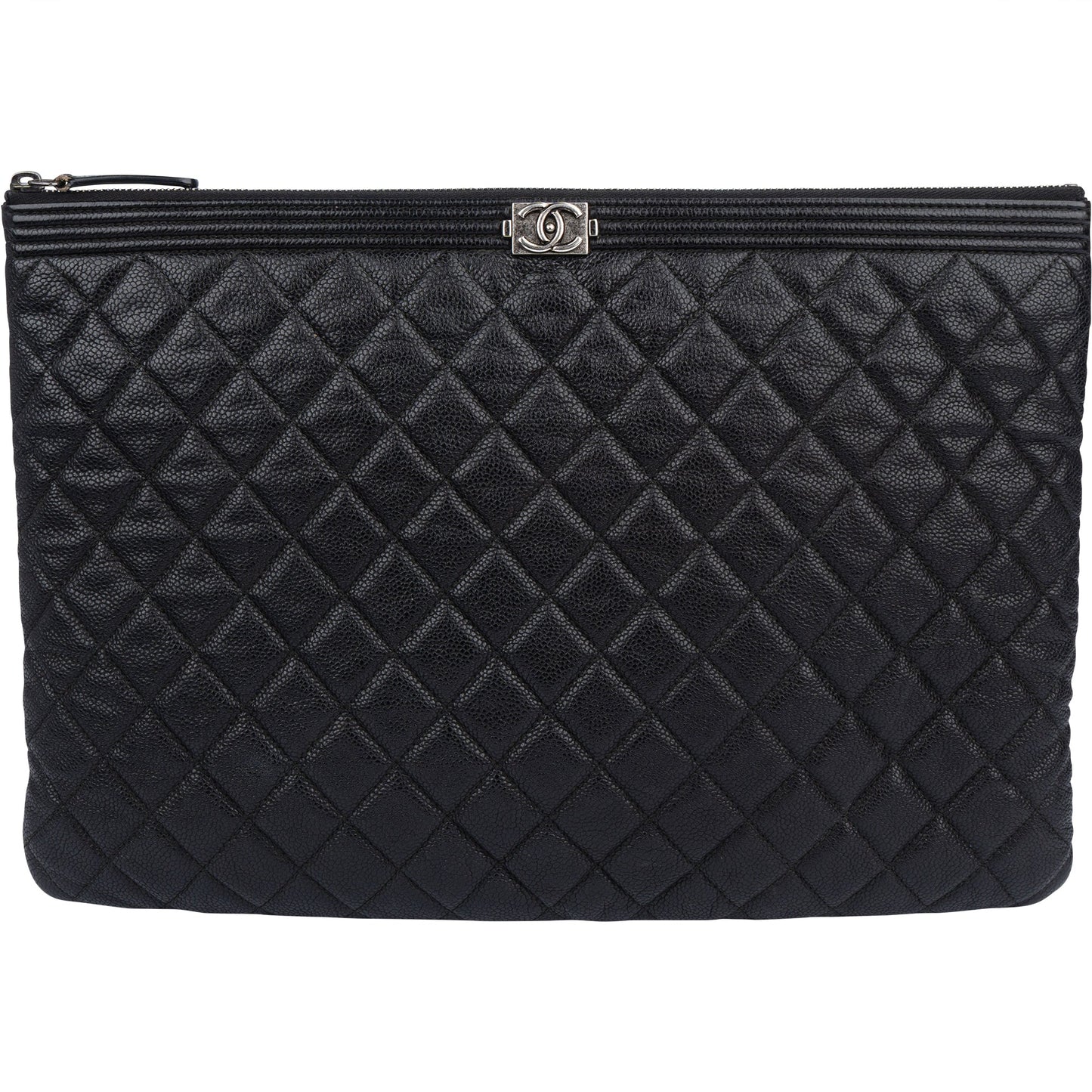 Chanel Quilted Caviar Leather CC Boy Clutch