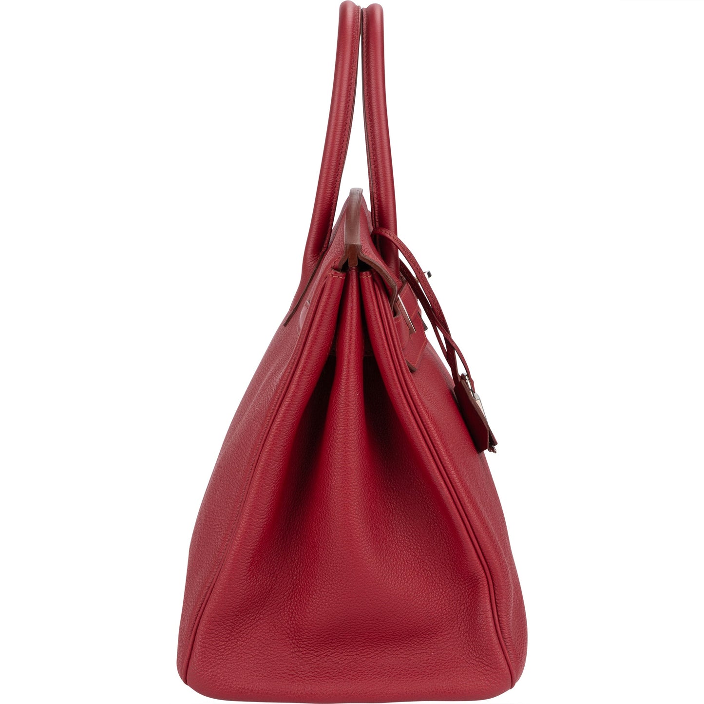 Hermès Clemence Leather Palladium Rouge H Birkin 35 Handbag