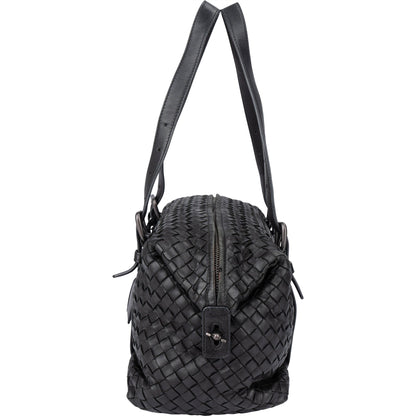 Bottega Veneta Black Intrecciato Leather