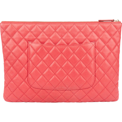 Chanel Quilted Caviar Leather CC Clutch