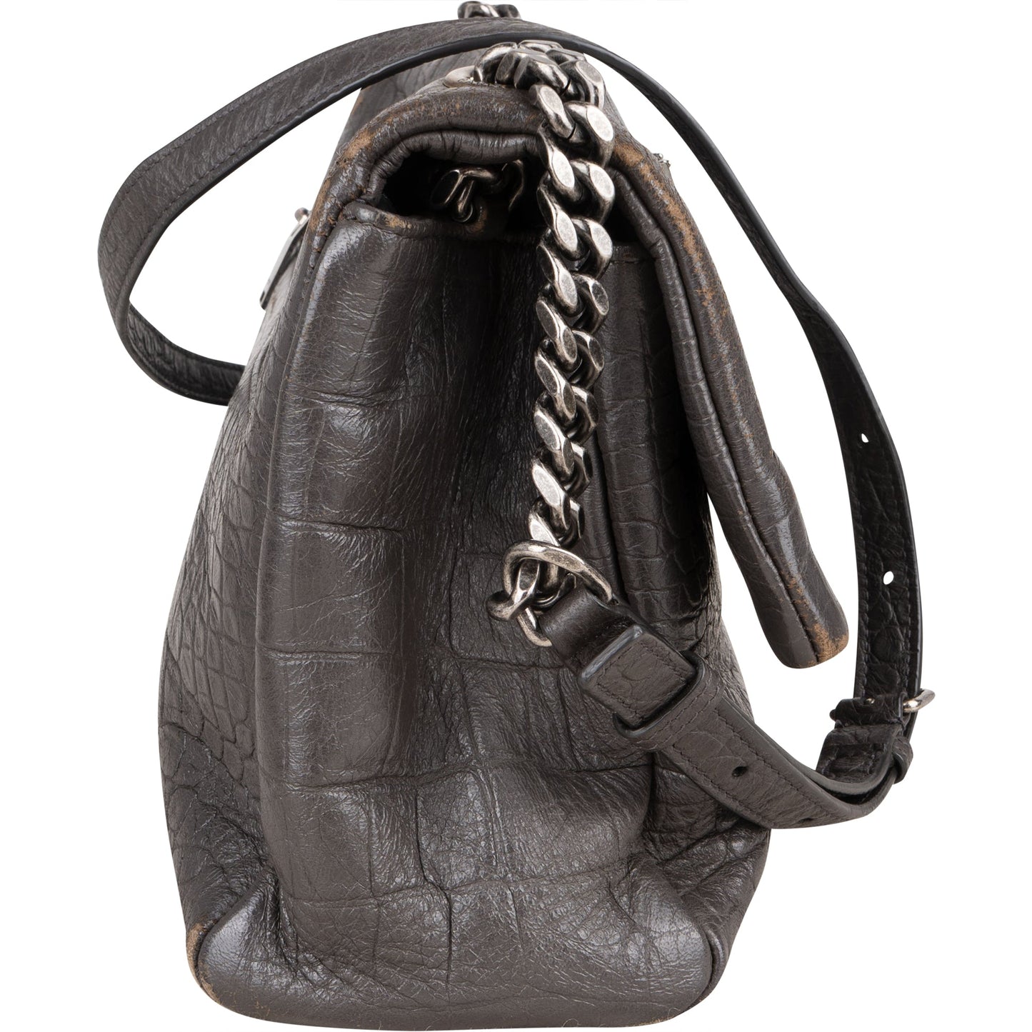Saint Laurent Grey Croco Optic Leather West Hollywood Crossbody Bag