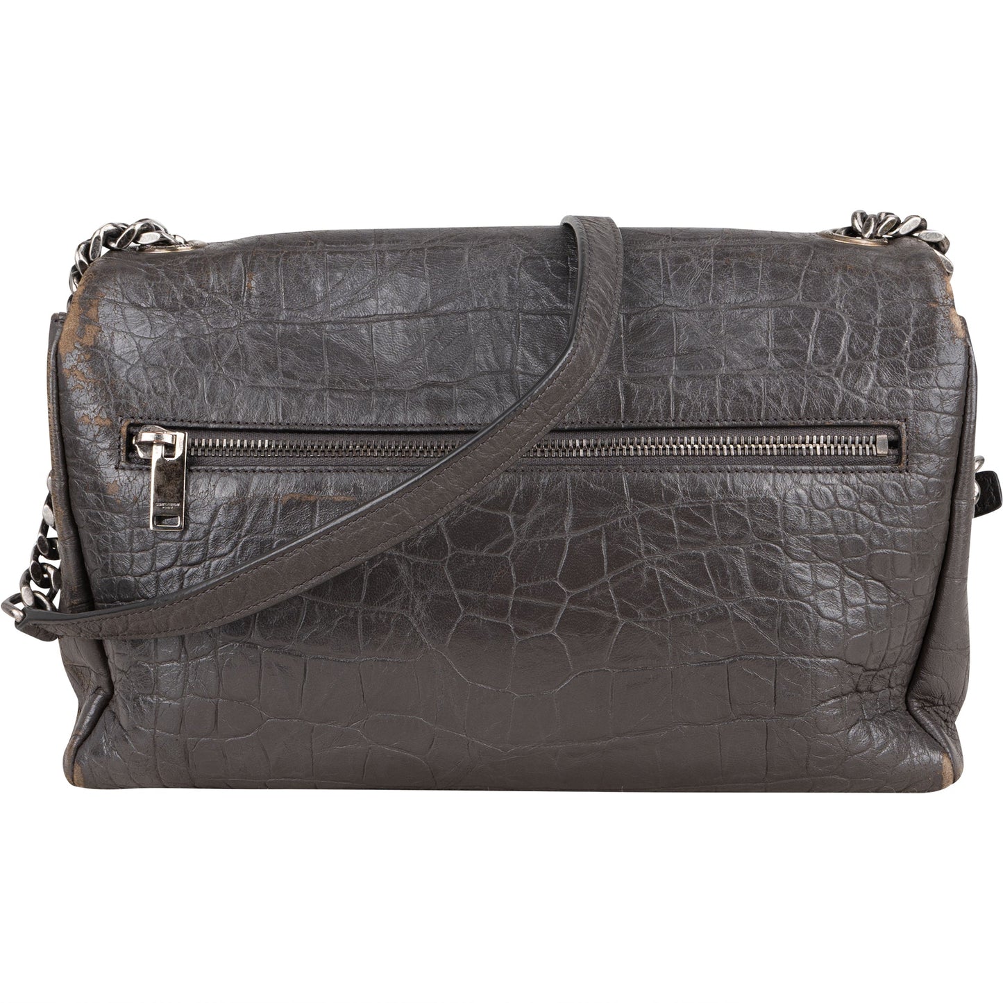 Saint Laurent Grey Croco Optic Leather West Hollywood Crossbody Bag