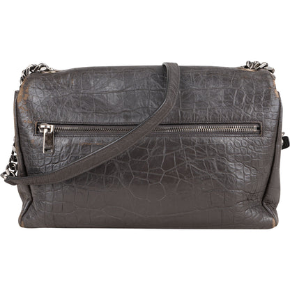Saint Laurent Grey Croco Optic Leather West Hollywood Crossbody Bag