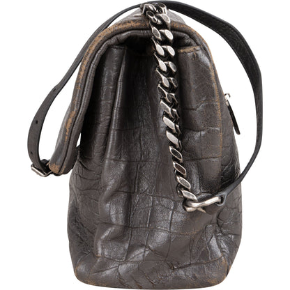 Saint Laurent Grey Croco Optic Leather West Hollywood Crossbody Bag