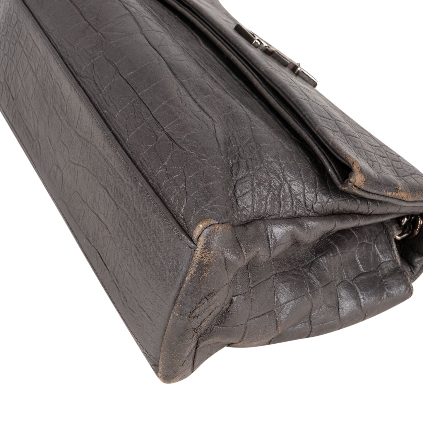 Saint Laurent Grey Croco Optic Leather West Hollywood Crossbody Bag