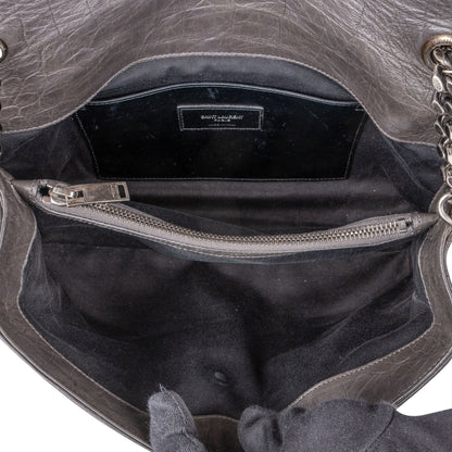Saint Laurent Grey Croco Optic Leather West Hollywood Crossbody Bag