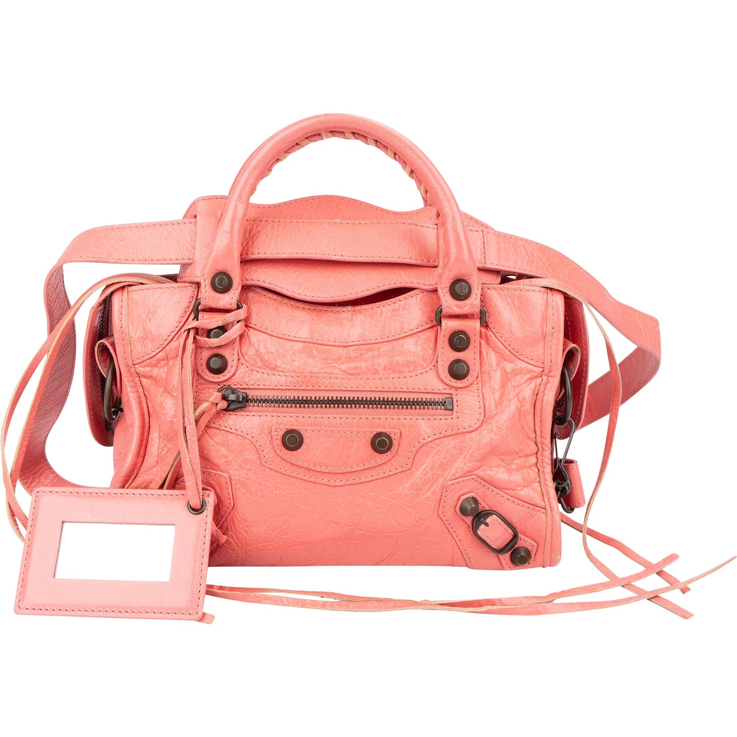 Balenciaga Pink Leather Mini City Handbag