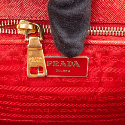 Prada Red Saffiano Leather Galleria Handbag