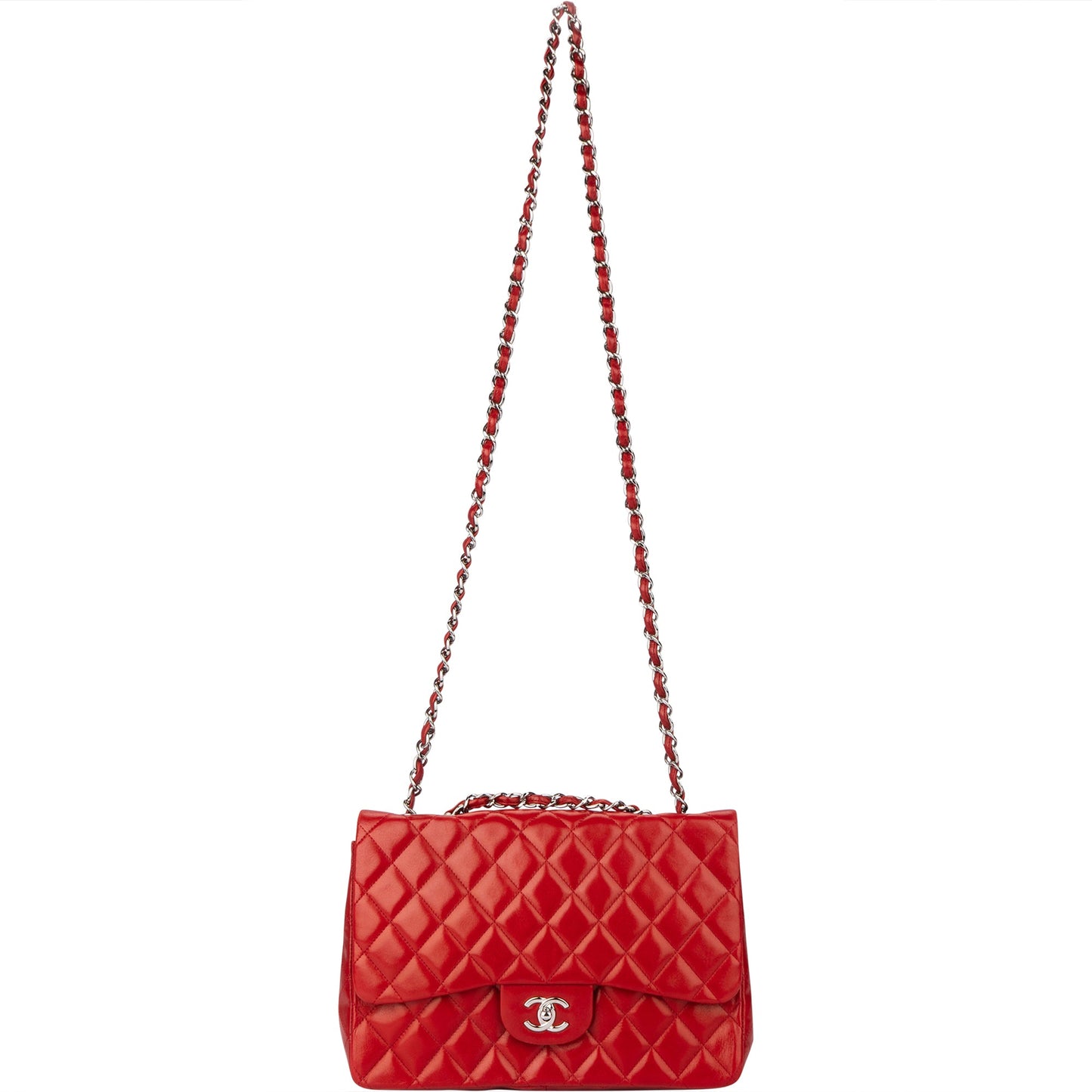 Chanel Quilted Lambskin Palladium Jumbo Single Flap Crossbody Bag