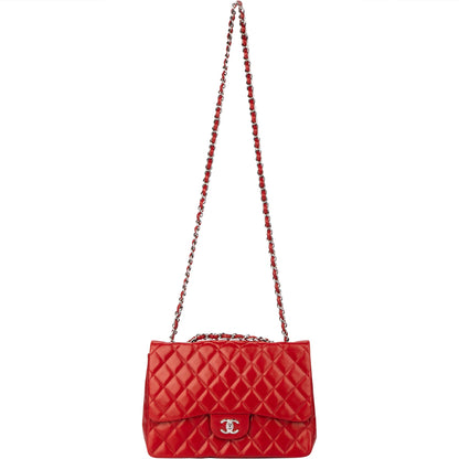 Chanel Quilted Lambskin Palladium Jumbo Single Flap Crossbody Bag