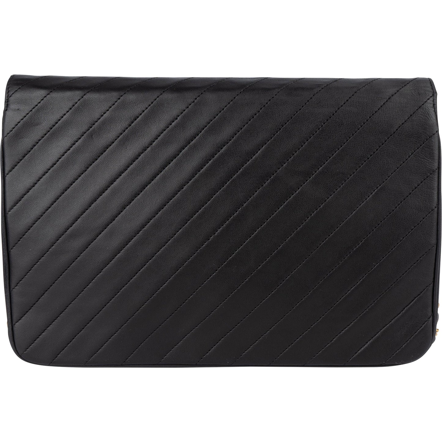 Chanel Noir Chevron Lambskin Single Flap Shoulder Bag