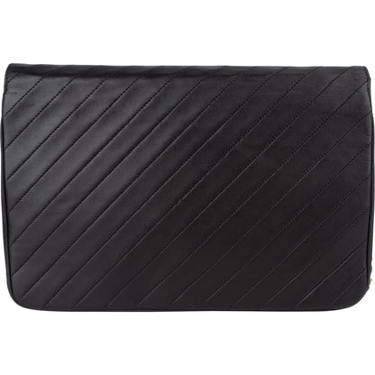 Chanel Noir Chevron Lambskin Single Flap Shoulder Bag