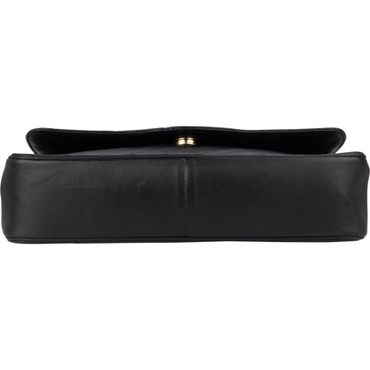Chanel Noir Chevron Lambskin Single Flap Shoulder Bag