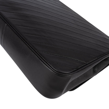 Chanel Noir Chevron Lambskin Single Flap Shoulder Bag
