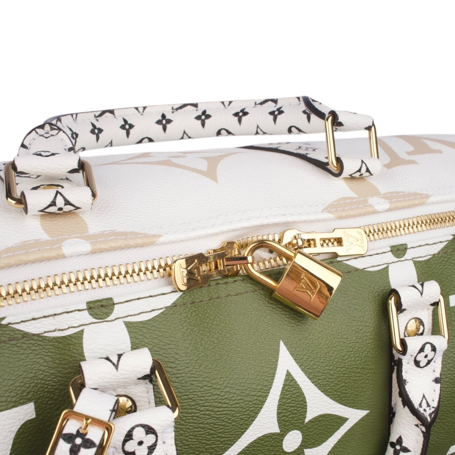Louis Vuitton Khaki/White Limited Giant Monogram Keepall Bandouliere 50