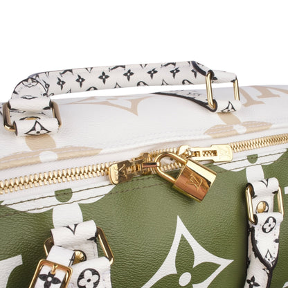 Louis Vuitton Khaki/White Limited Giant Monogram Keepall Bandouliere 50