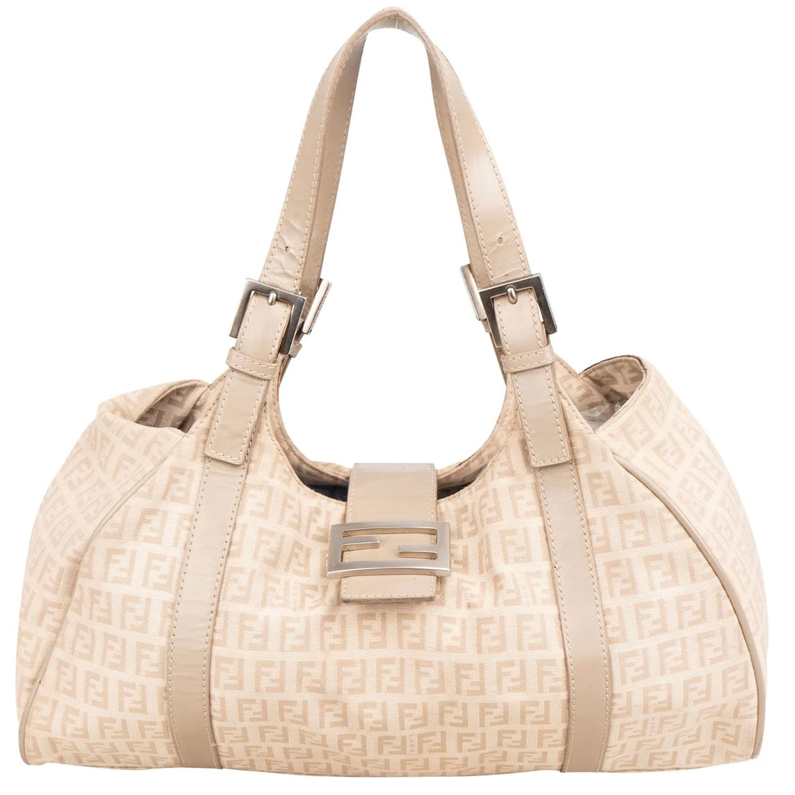 Fendi Monogram Zucca Baguette Buckle Shoulder Bag