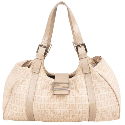 Fendi Monogram Zucca Baguette Buckle Shoulder Bag