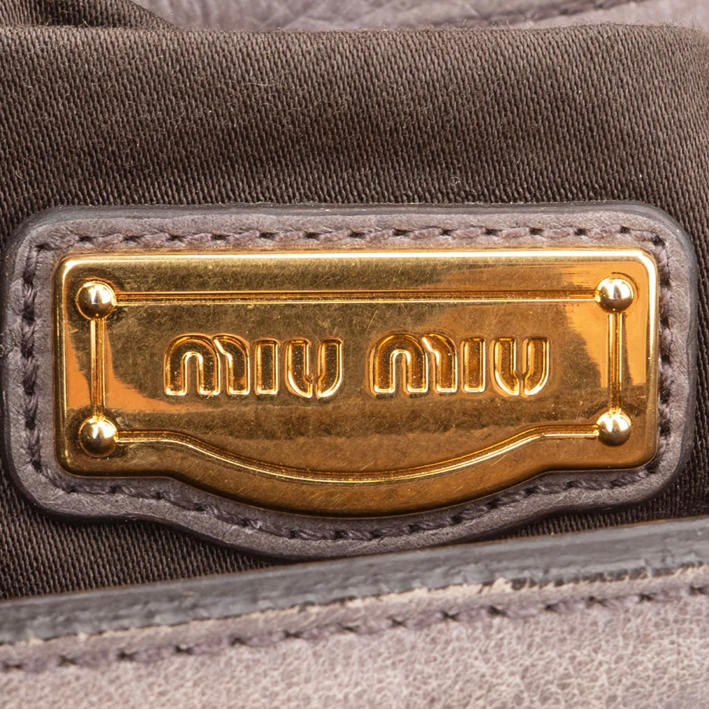 Miu Miu Grey Leather Lock Handbag