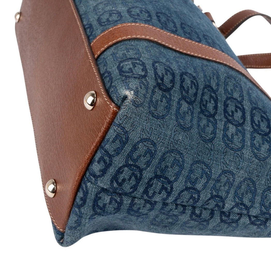 Gucci Monogram GG Denim Tote Abbey Handbag