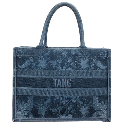 Christian Dior Denim Paisley Flower Tang Medium Book Tote Handbag