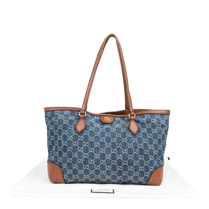 Gucci Monogram Denim GG Ophidia Medium Tote Shoulder Bag