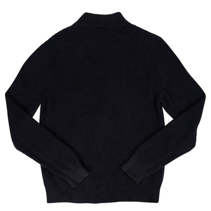 Hermès Black Strick Ribbed Zip-Up Cardigan (L)