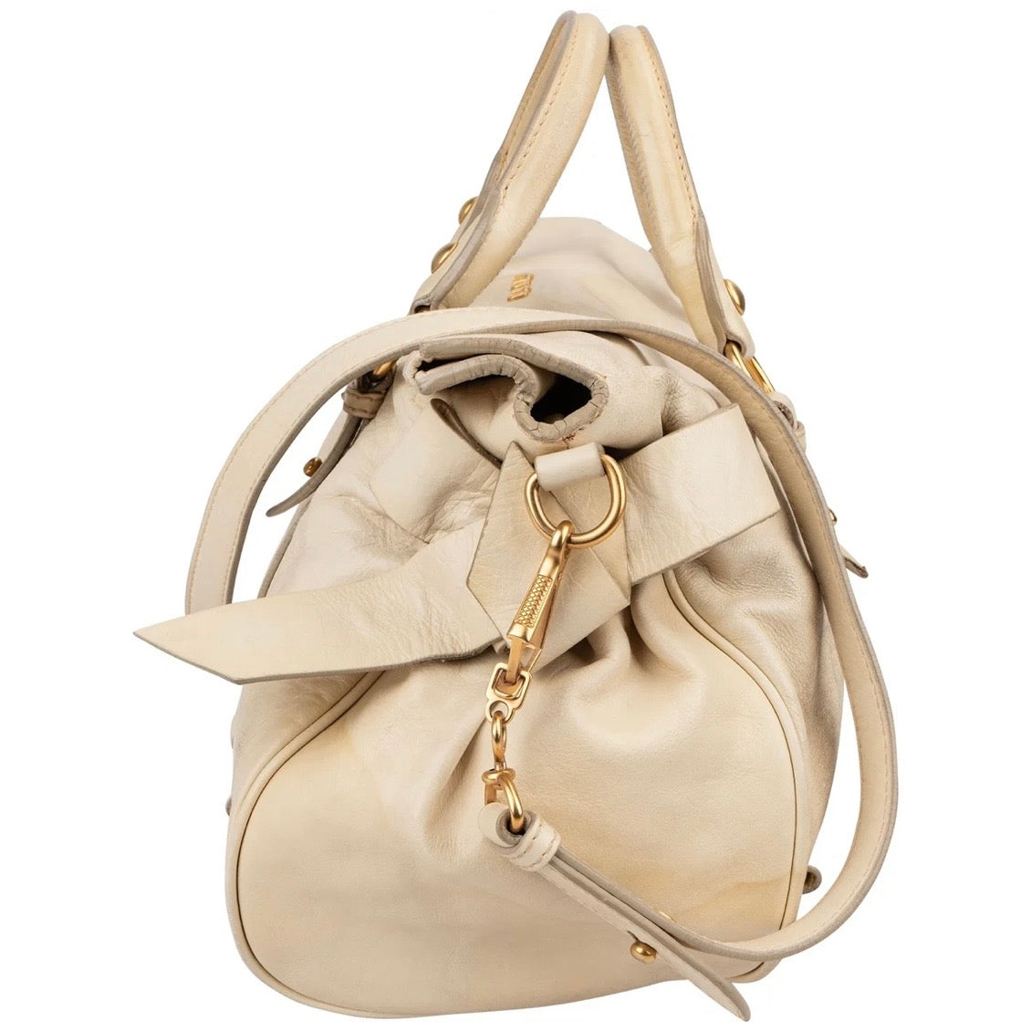 Miu Miu Vitello Lux Bow Satchel Crossbody Handbag