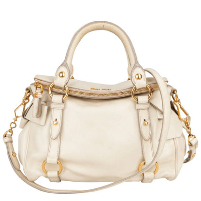 Miu Miu White Leather City Handbag