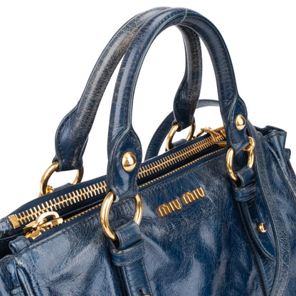Miu Miu Blue Leather City Handbag