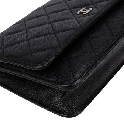 Chanel Quilted Caviar Leather Wallet On Chain Crossbody Bag