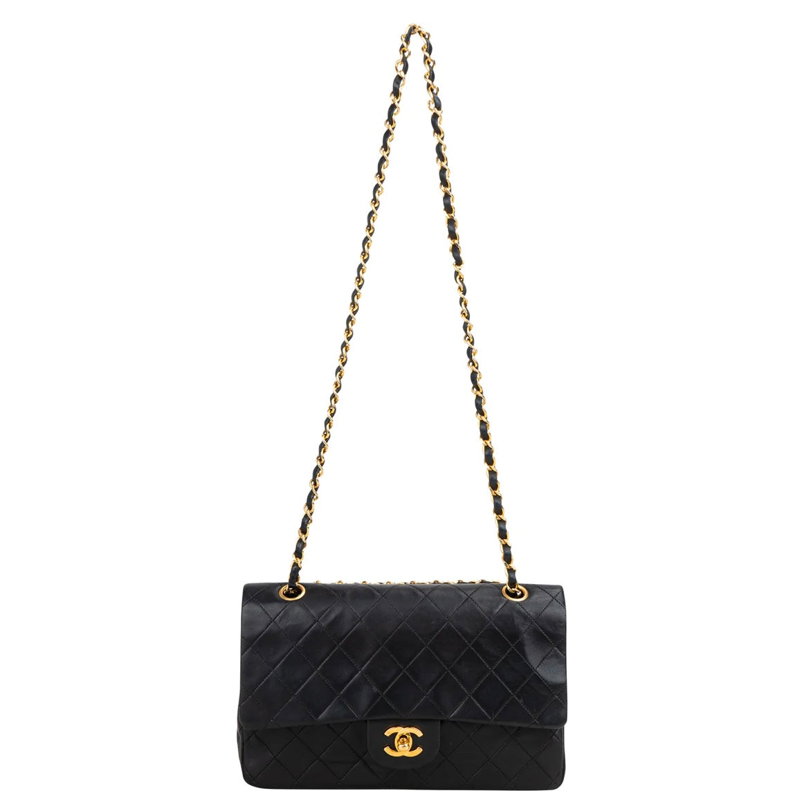 Chanel Quilted Lambskin 24K Gold Medium Double Flap Crossbody Bag