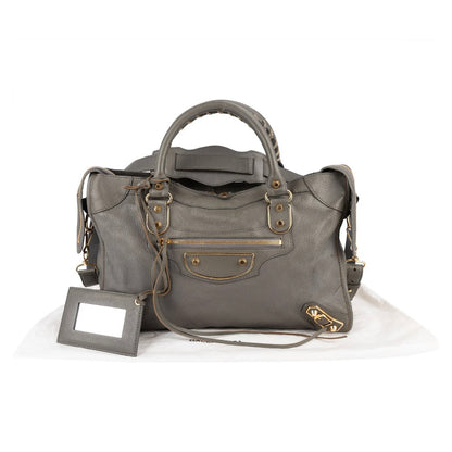 Balenciaga Grey Grained Leather City Handbag