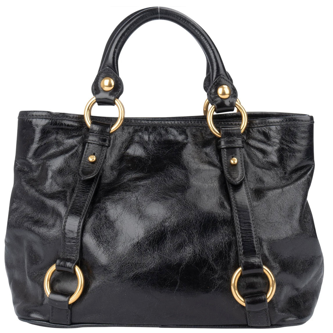 Miu Miu Black Leather Classic City Handbag