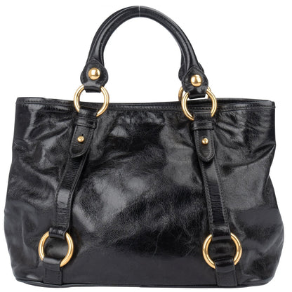 Miu Miu Black Leather Classic City Handbag
