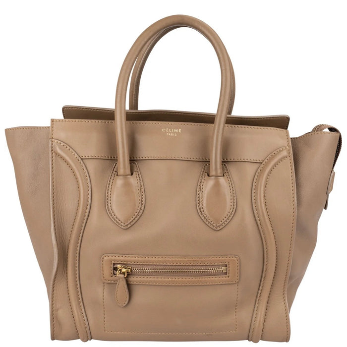 Céline Brown Calfskin Leather Luggage Handbag