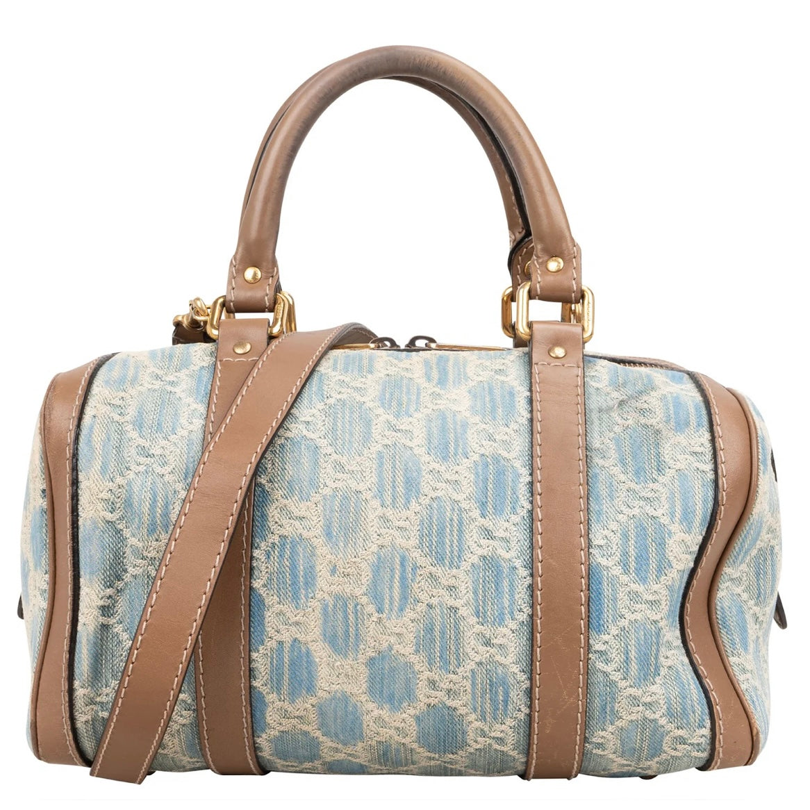 Gucci Denim Monogram Boston Handbag