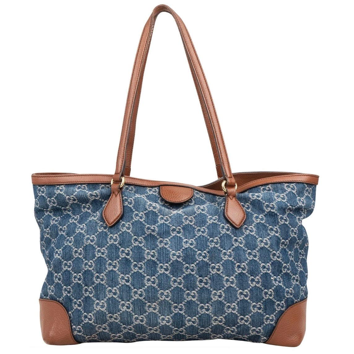 Gucci Monogram Denim GG Ophidia Medium Tote Shoulder Bag