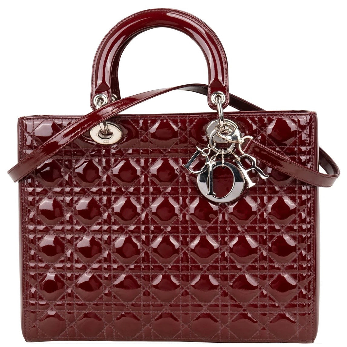 Christian Dior Quilted Patent Leather Lady Dior Handbag