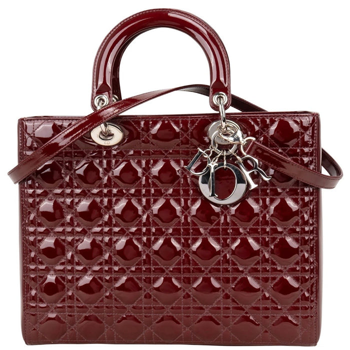 Christian Dior Quilted Patent Leather Lady Dior Handbag