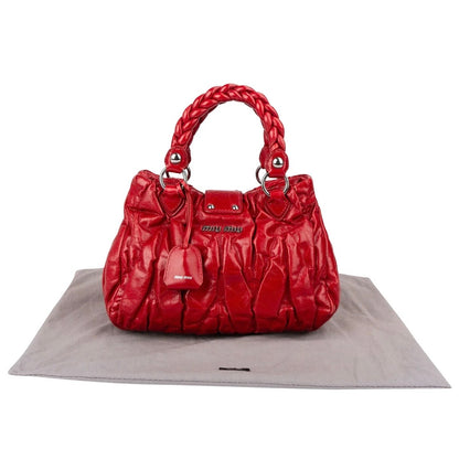Miu Miu Red Quilted Vitello Lux Small Coffer Handbag