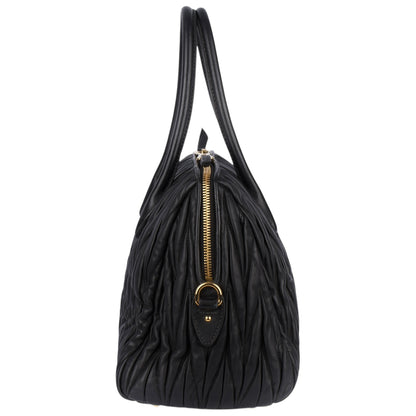 Miu Miu Black Matelasse Leather Tote Bag
