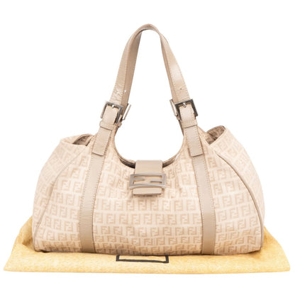 Fendi Monogram Zucca Baguette Buckle Shoulder Bag