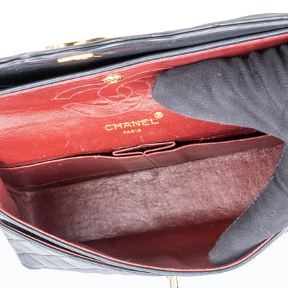 Chanel Quilted Lambskin 24K Gold Double Flap Crossbody Bag