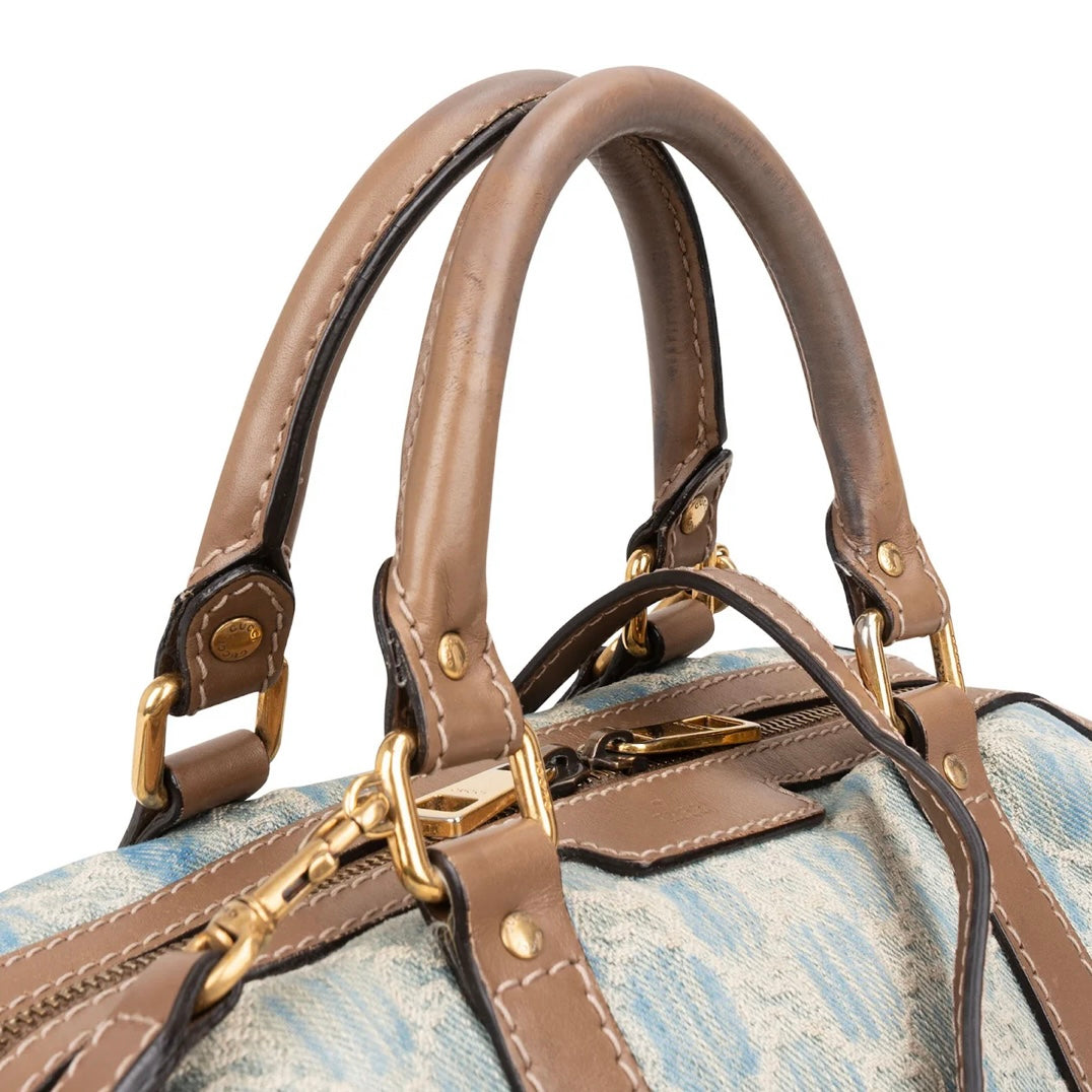 Gucci Denim Monogram Boston Handbag