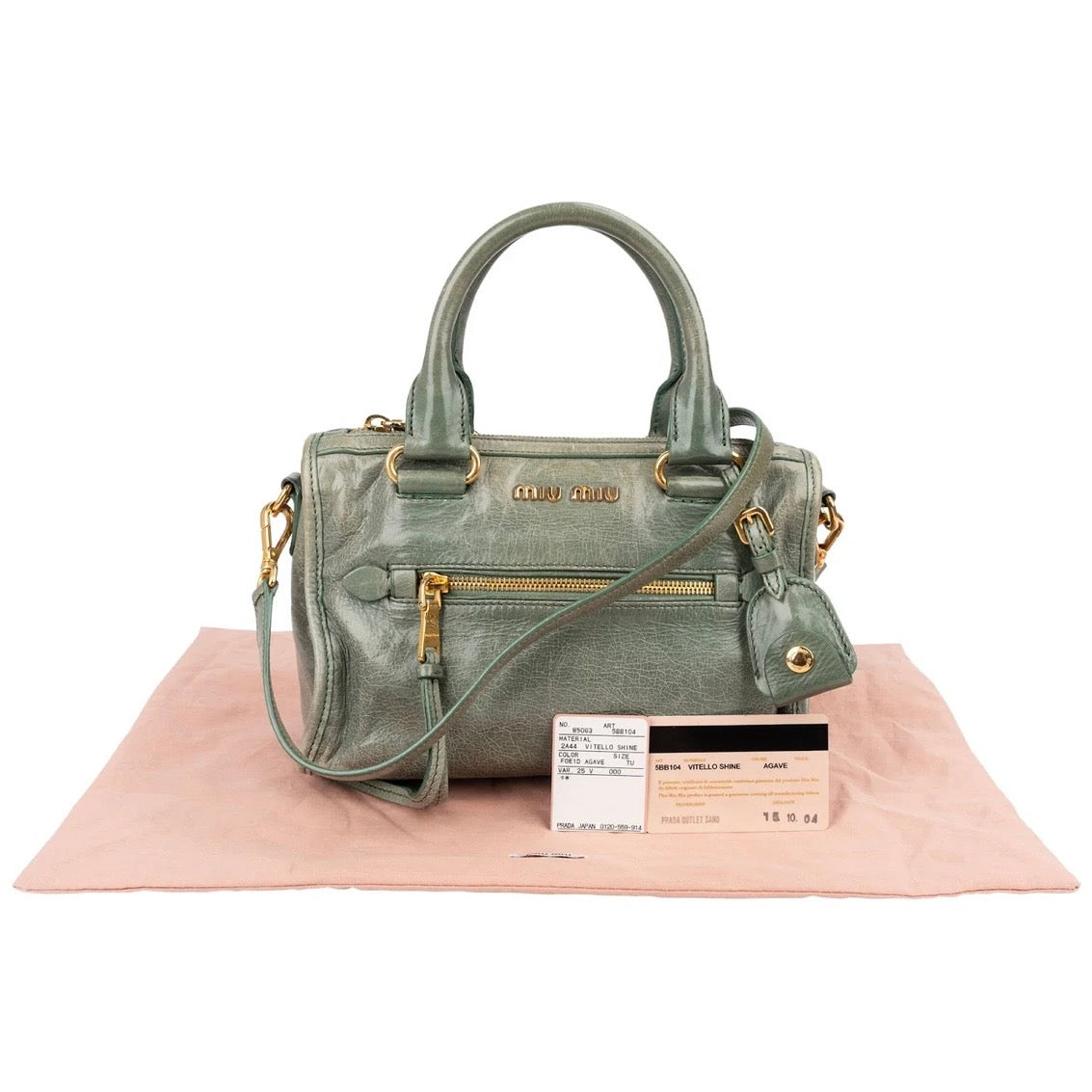 Miu Miu Vitello Shine Leather Mini Bauletto Handbag