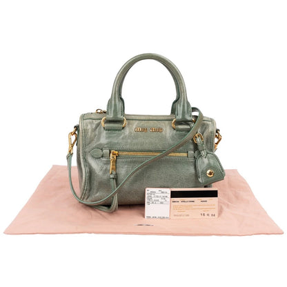 Miu Miu Vitello Shine Leather Mini Bauletto Handbag
