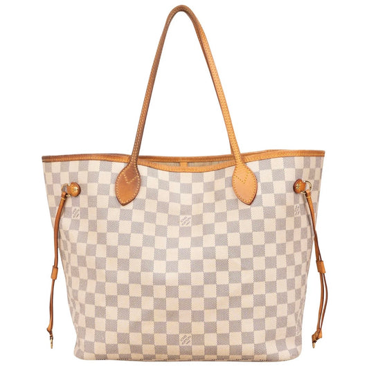 Louis Vuitton Monogram Damier Azur Canvas Neverfull MM Shoulder Bag