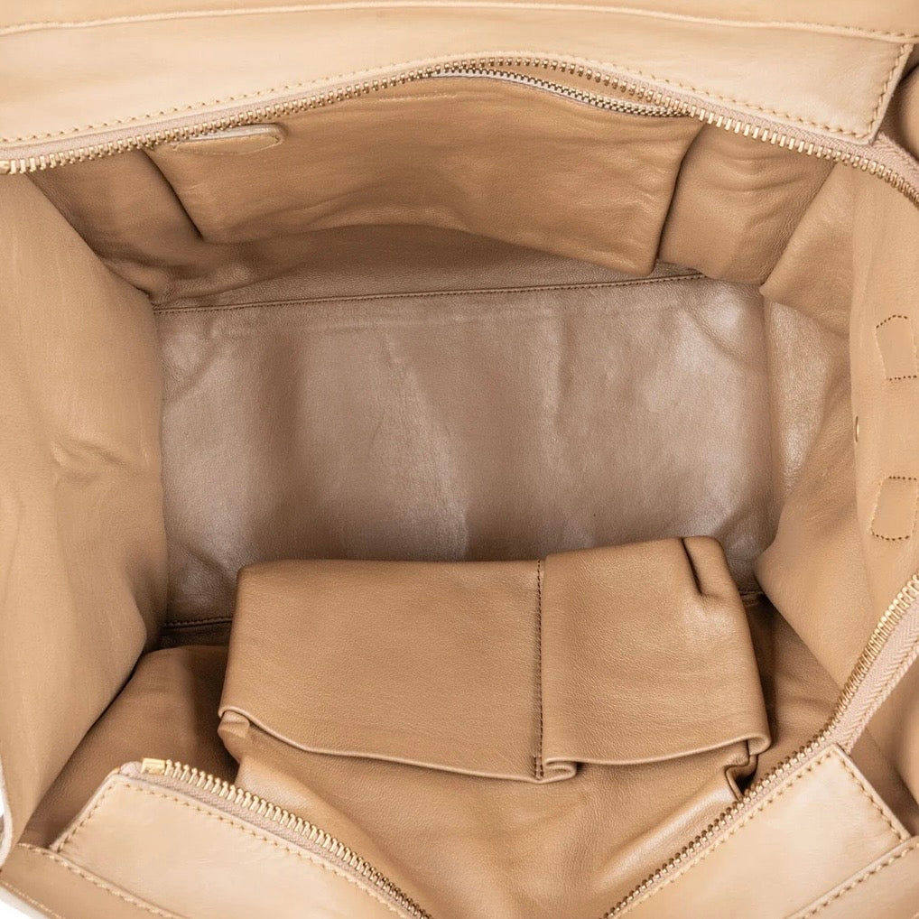 Céline Brown Calfskin Leather Luggage Handbag