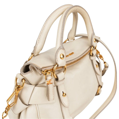 Miu Miu White Leather City Handbag